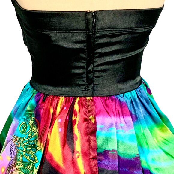 Xtraordinary Y2K Strapless Mini Cocktail Dress 7 Bubble Hem Satin Prom Hoco - Picture 7 of 11